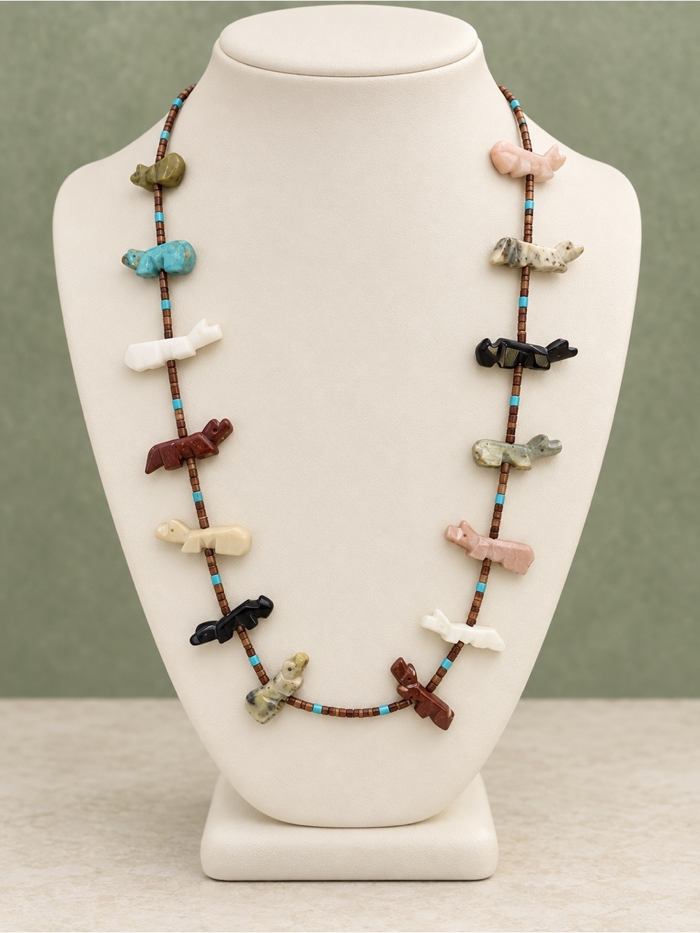 Southwestern Hand Carved Animal Fetish Necklace